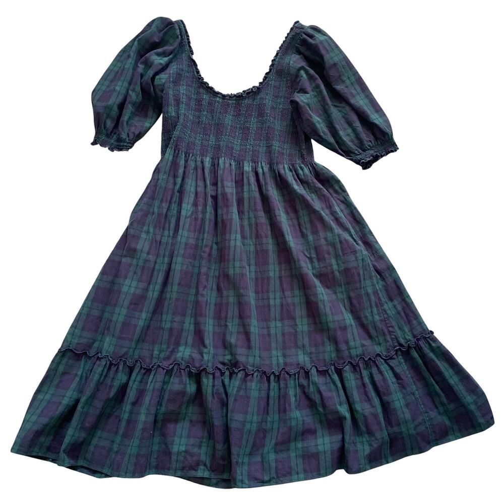 Hill House Home The Louisa Nap Dress Green Plaid Tartan XXL